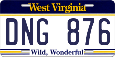 WV license plate DNG876