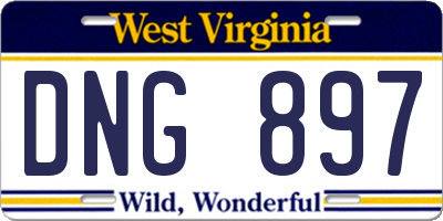 WV license plate DNG897