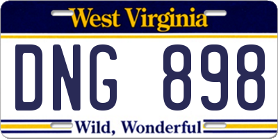WV license plate DNG898