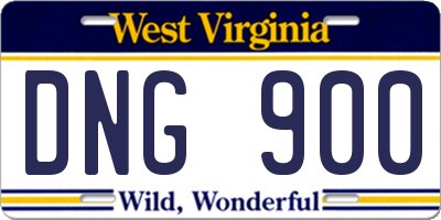 WV license plate DNG900