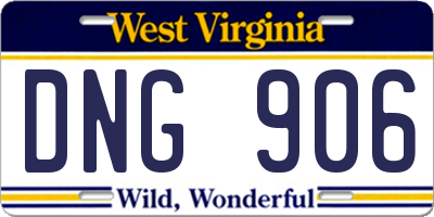 WV license plate DNG906