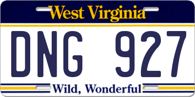 WV license plate DNG927