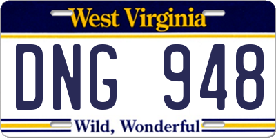 WV license plate DNG948