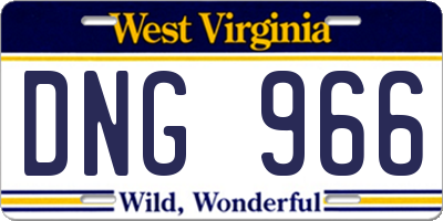 WV license plate DNG966