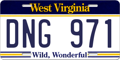 WV license plate DNG971