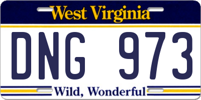 WV license plate DNG973