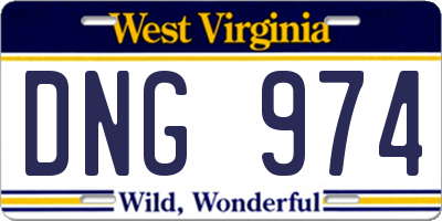 WV license plate DNG974