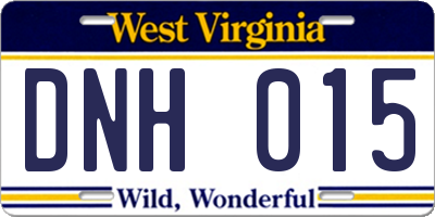 WV license plate DNH015
