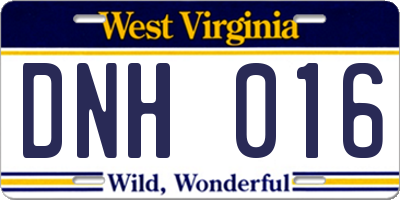 WV license plate DNH016