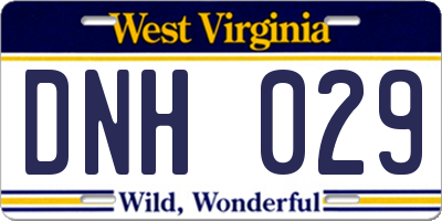 WV license plate DNH029
