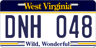 WV license plate DNH048