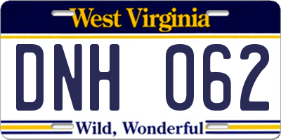 WV license plate DNH062