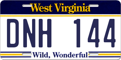 WV license plate DNH144