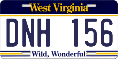 WV license plate DNH156