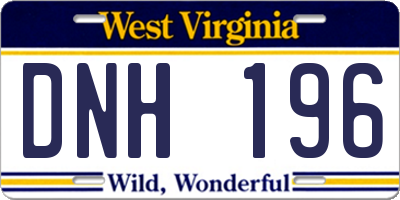 WV license plate DNH196