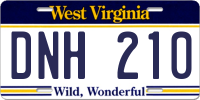 WV license plate DNH210