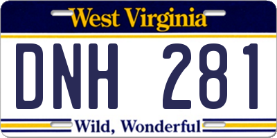 WV license plate DNH281