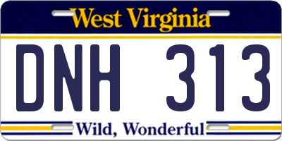 WV license plate DNH313