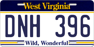 WV license plate DNH396