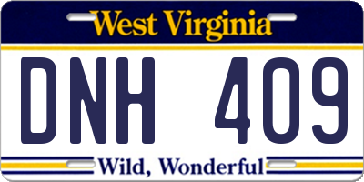 WV license plate DNH409