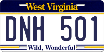 WV license plate DNH501