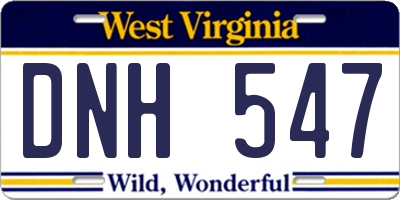 WV license plate DNH547