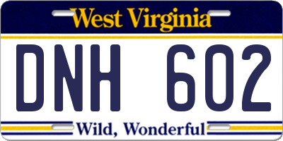 WV license plate DNH602