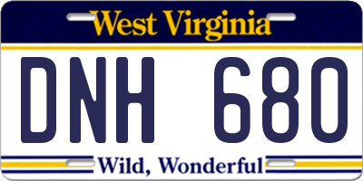 WV license plate DNH680