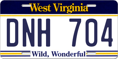 WV license plate DNH704