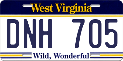 WV license plate DNH705