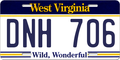 WV license plate DNH706