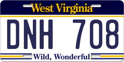 WV license plate DNH708