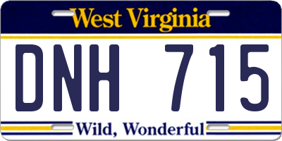 WV license plate DNH715