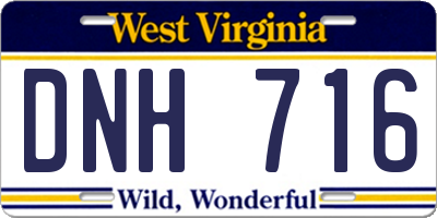 WV license plate DNH716