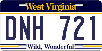 WV license plate DNH721