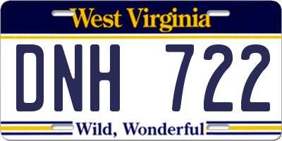 WV license plate DNH722