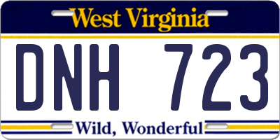 WV license plate DNH723