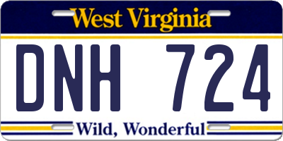WV license plate DNH724