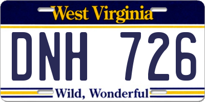 WV license plate DNH726
