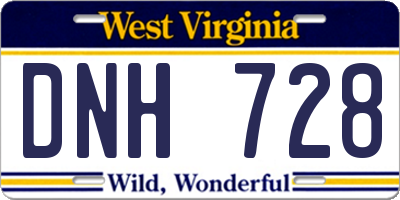WV license plate DNH728