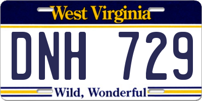 WV license plate DNH729