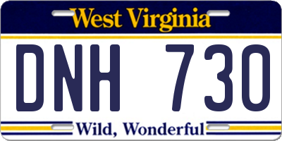 WV license plate DNH730