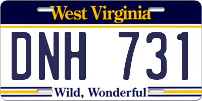 WV license plate DNH731