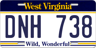 WV license plate DNH738