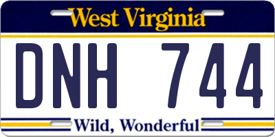 WV license plate DNH744