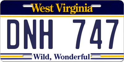 WV license plate DNH747