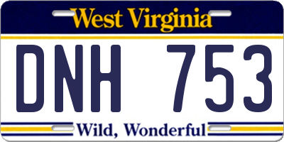 WV license plate DNH753