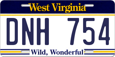 WV license plate DNH754