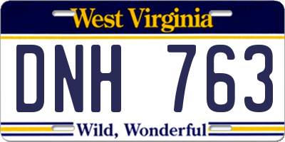 WV license plate DNH763