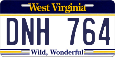 WV license plate DNH764